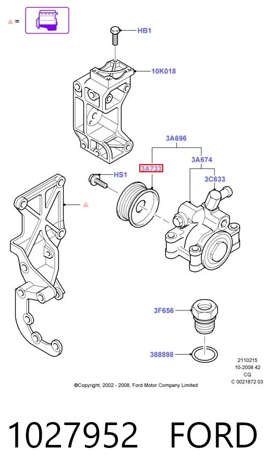 Polea de la bomba de dirección asistida 1027952 Ford