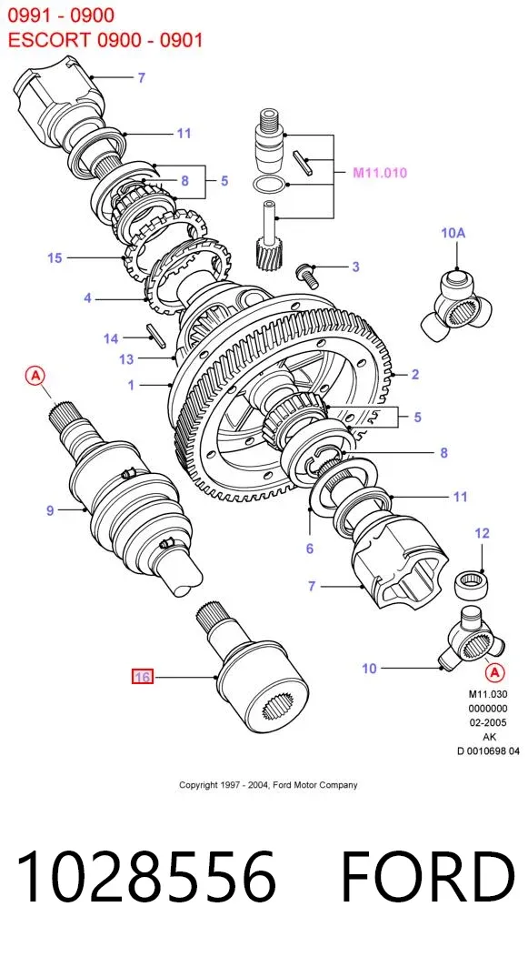 Junta homocinética interna delantera derecha 1028556 Ford