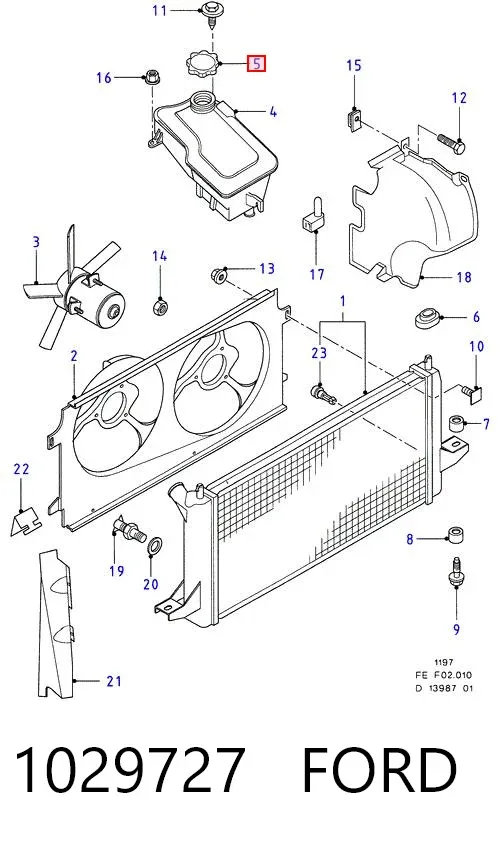 Tapón depósito de refrigerante 1029727 Ford