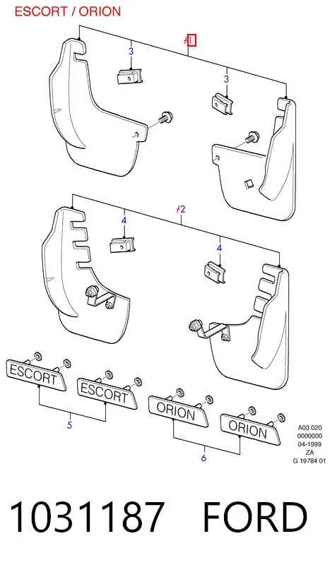 Faldillas guardabarros traseros 1031187 Ford