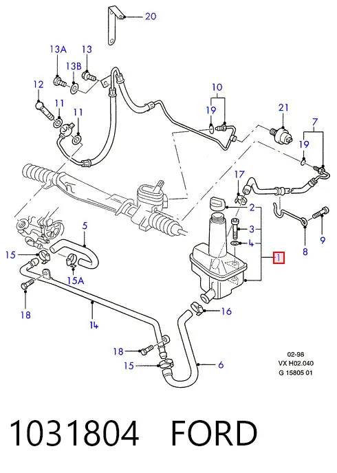 Depósito de bomba de dirección hidráulica Ford Galaxy I VY