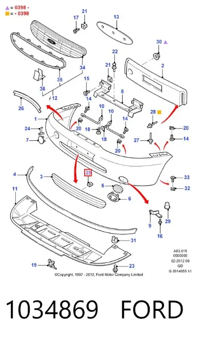 Abrazadera trasera del silenciador FORD 1034869