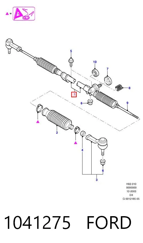 Cremallera de dirección 1041275 Ford
