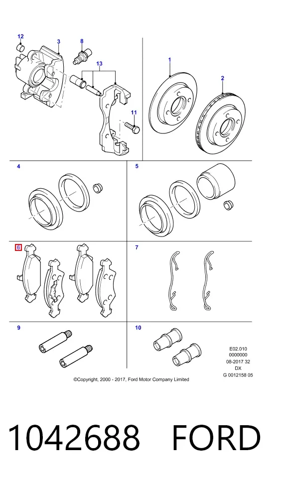 Pastillas de freno 1042688 Ford