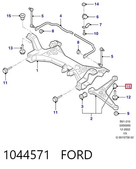 Silentblock del brazo de suspensión 1044571 Ford