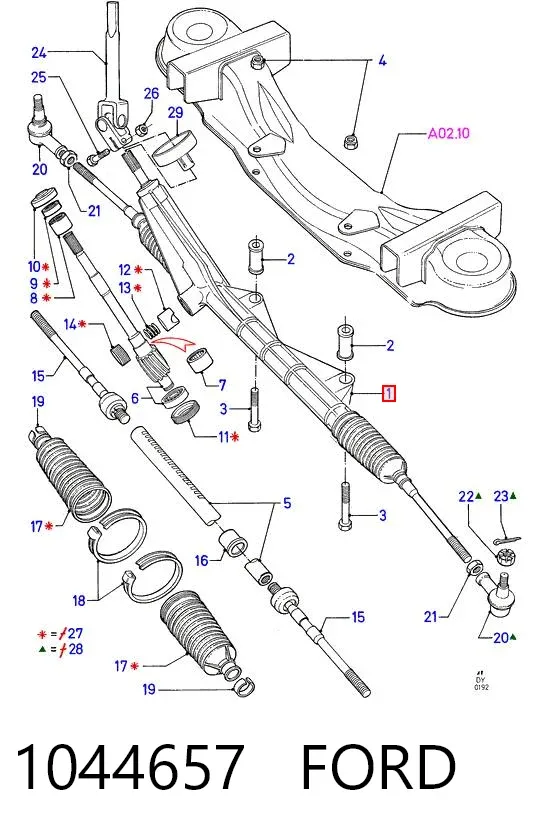 Cremallera de dirección 1044657 Ford