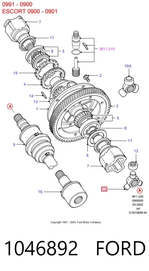 Junta trípode interior 1046892 Ford