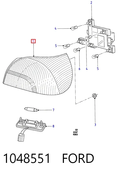 Piloto trasero derecho 1048551 Ford
