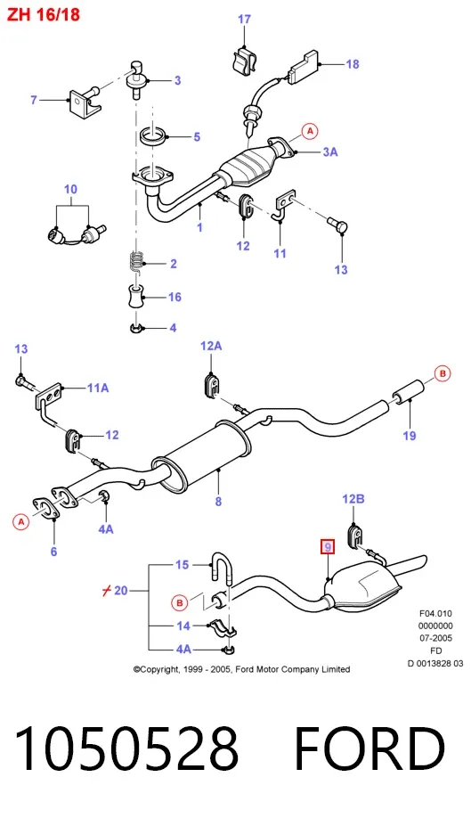 Silenciador trasero 1050528 Ford