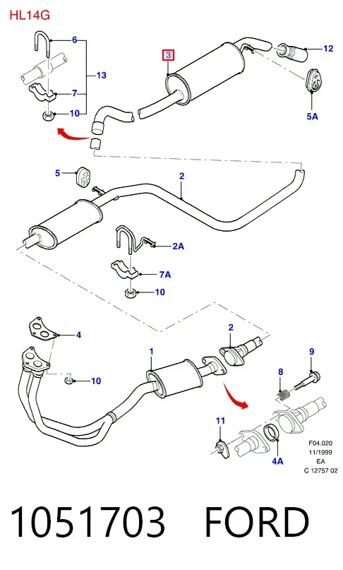 Silenciador trasero 1051703 Ford
