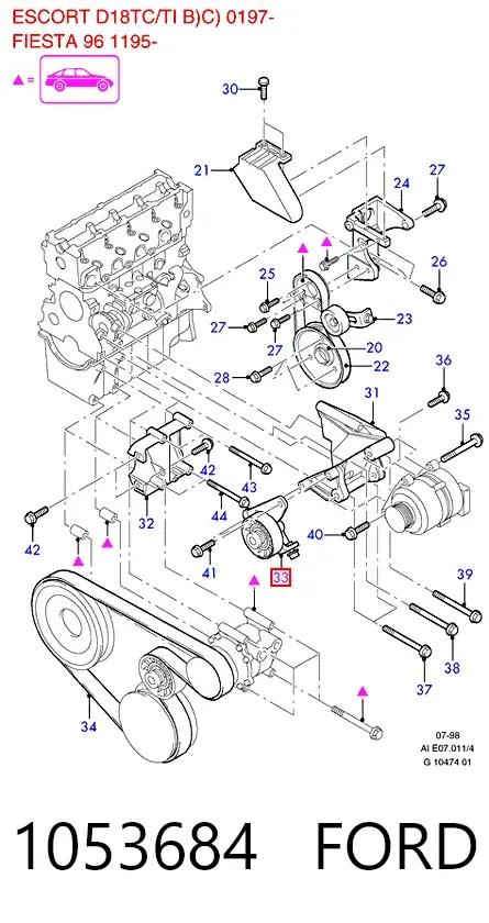 Tensor de correa poli V 1053684 Ford