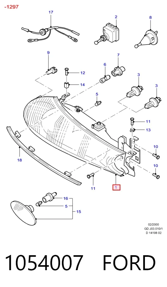 Faro izquierdo 1054007 Ford