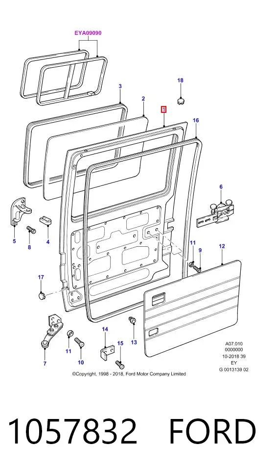 Puerta lateral corrediza derecha 1057832 Ford