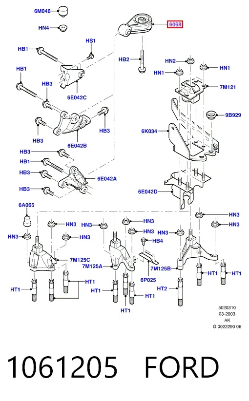 Soporte de motor trasero 1061205 Ford