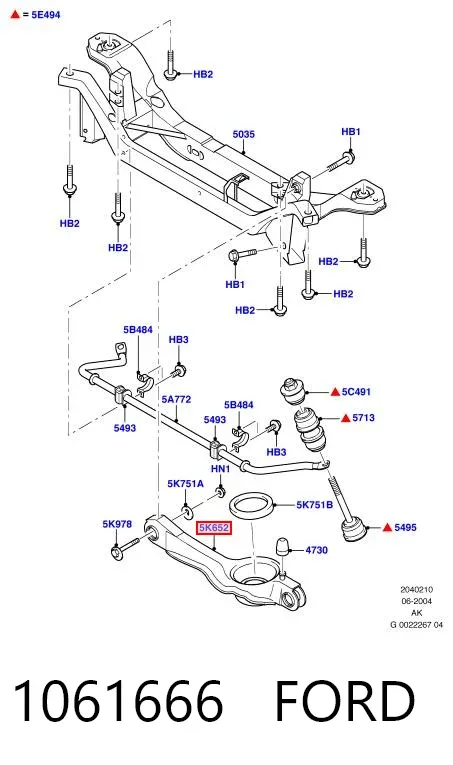Brazo inferior trasero izquierdo/derecho 1061666 Ford