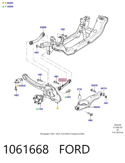 Brazo transversal de suspensión trasera FORD 1061668