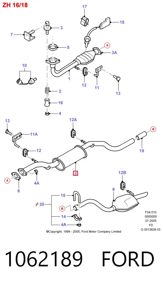 Silenciador central 1062189 Ford