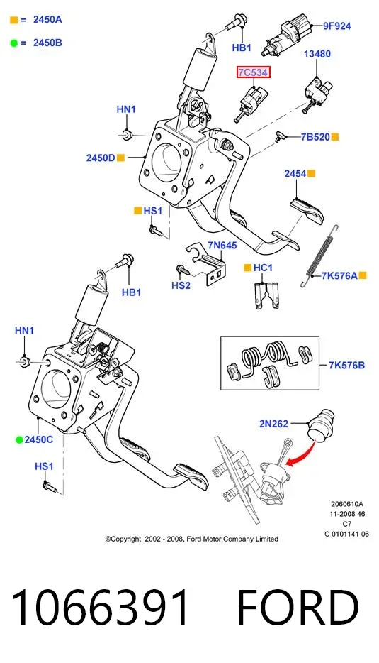 Interruptor de embrague 1066391 Ford