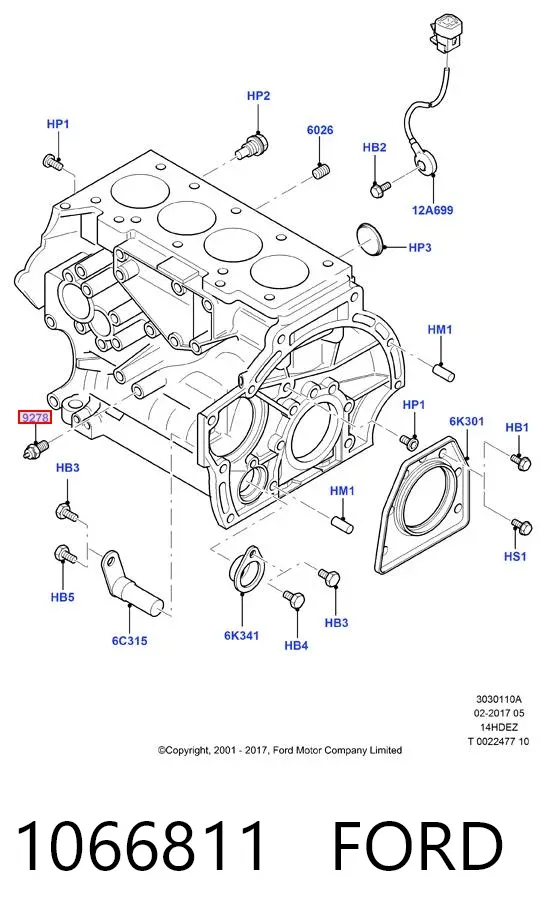Sensor de presión de aceite 1066811 Ford