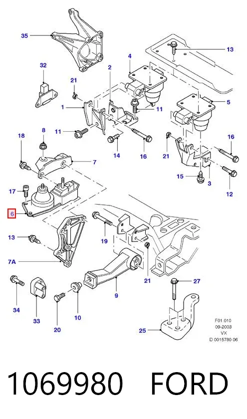 Soporte de motor derecho 1069980 Ford