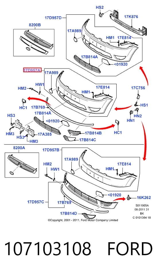 Paragolpes 107103108 Ford