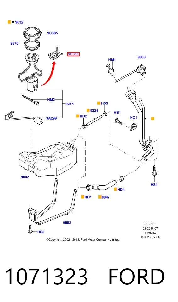 Filtro de malla de la bomba de combustible Ford Transit V