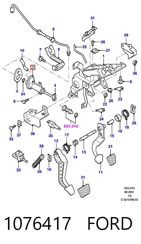 Cilindro maestro de embrague 1076417 Ford