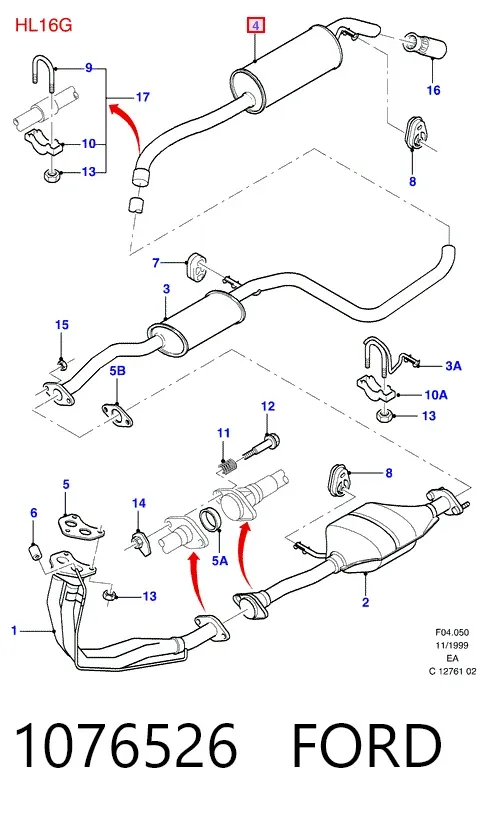 Silenciador trasero 1076526 Ford