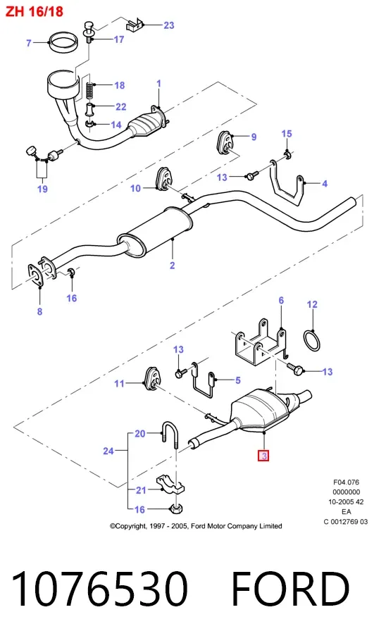 Silenciador trasero 1076530 Ford