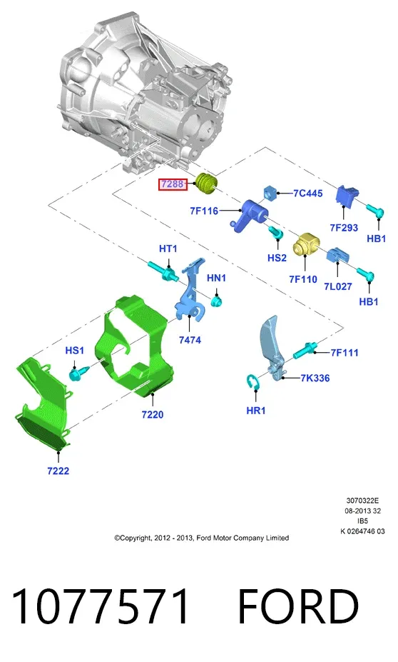 Retén del vástago del cambio de la caja de cambios 1077571 Ford