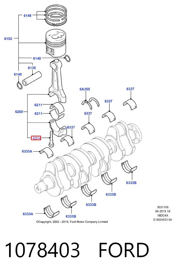 Tornillo de biela 1078403 Ford