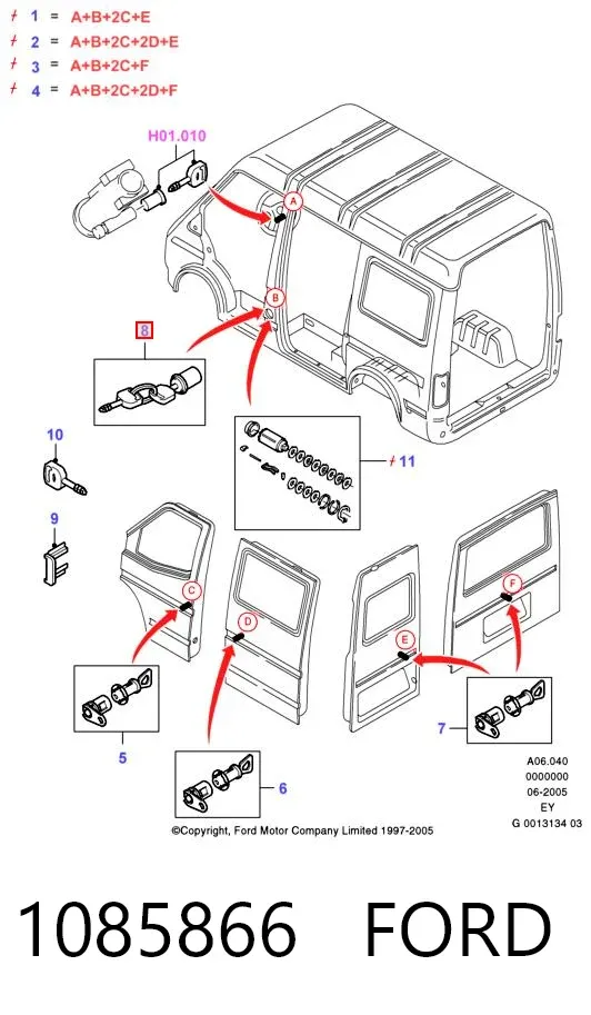 Cerradura de la tapa del depósito de combustible 1085866 Ford