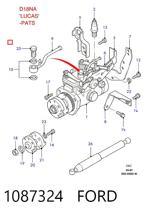 Soporte central del parachoques trasero 1087324 Ford