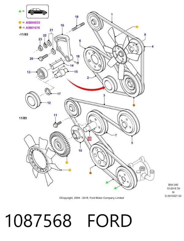 Soporte del acoplamiento viscoso del sistema de refrigeración 1087568 Ford
