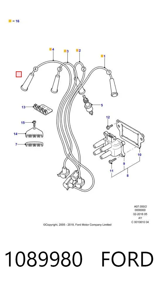 Cables de bujías 1089980 Ford