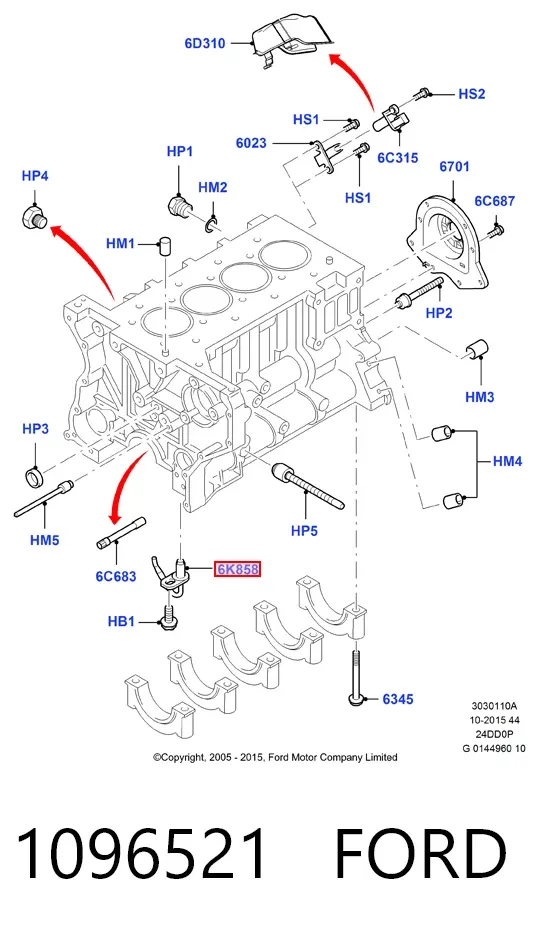 Tobera de aceite 1096521 Ford