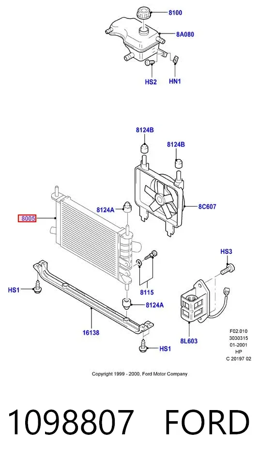 Radiador 1098807 Ford