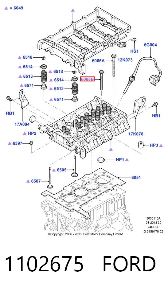 Tornillo culata 1102675 Ford