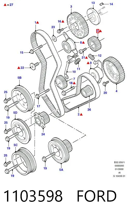 Polea correa distribución 1103598 Ford