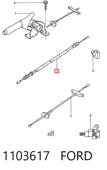 Cable de freno de mano trasero derecho/izquierdo 1103617 Ford
