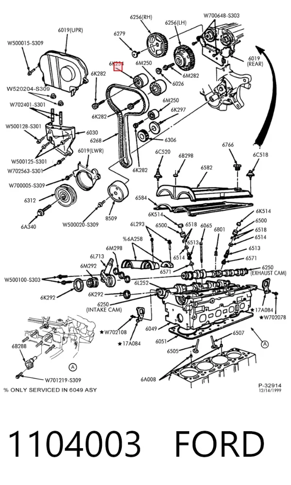 Tensor correa distribución 1104003 Ford