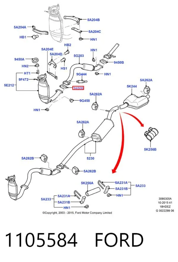 Junta de escape 1105584 Ford