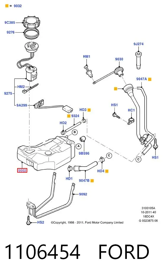 Depósito de gasolina 1106454 Ford