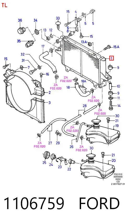 Radiador 1106759 Ford