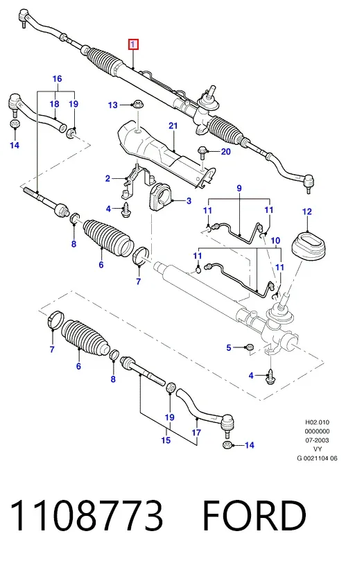 Cremallera de dirección 1108773 Ford