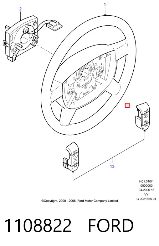 Conmutador derecho de la columna de dirección 1108822 Ford