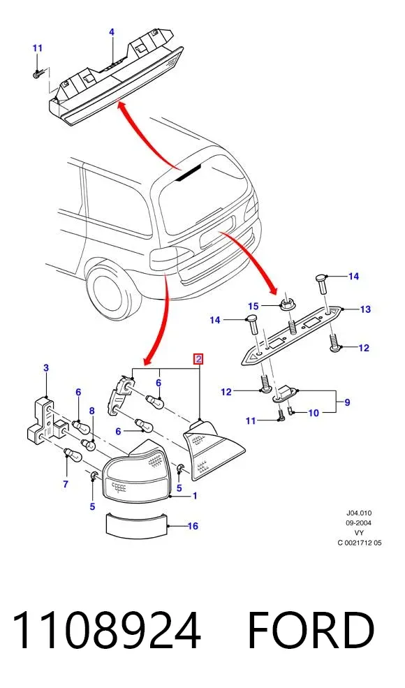 Piloto trasero interior izquierdo 1108924 Ford