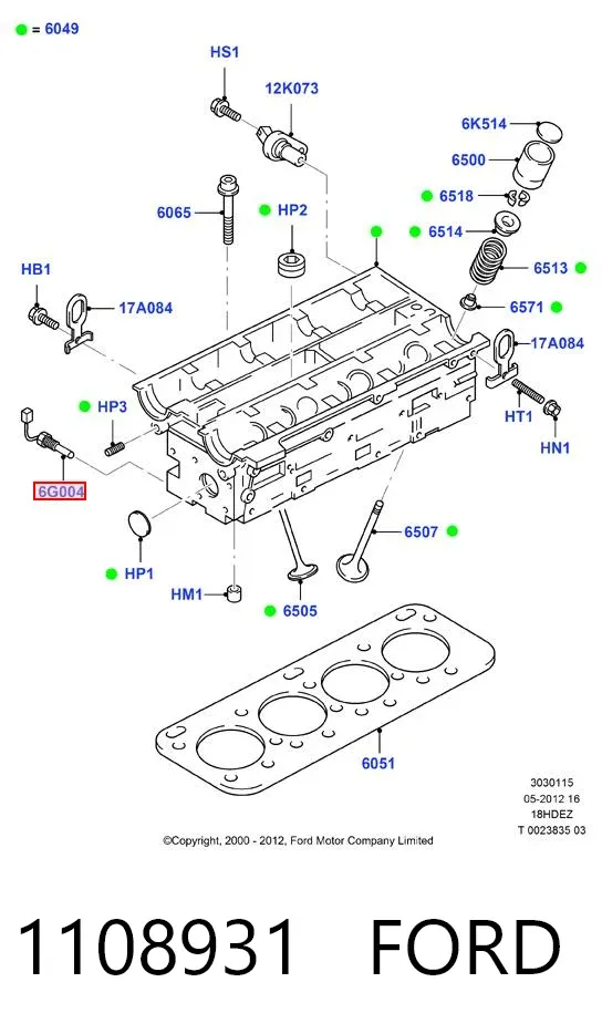Sensor de temperatura 1108931 Ford