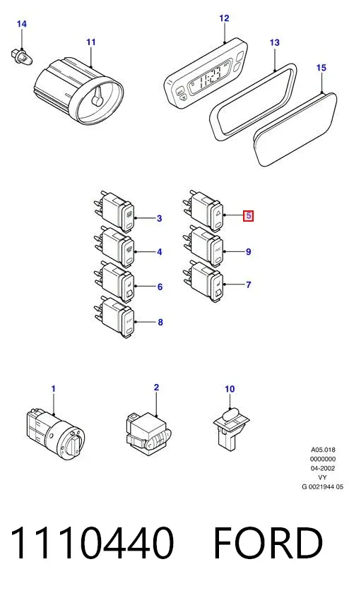 Boton de luz de emergencía 1110440 Ford