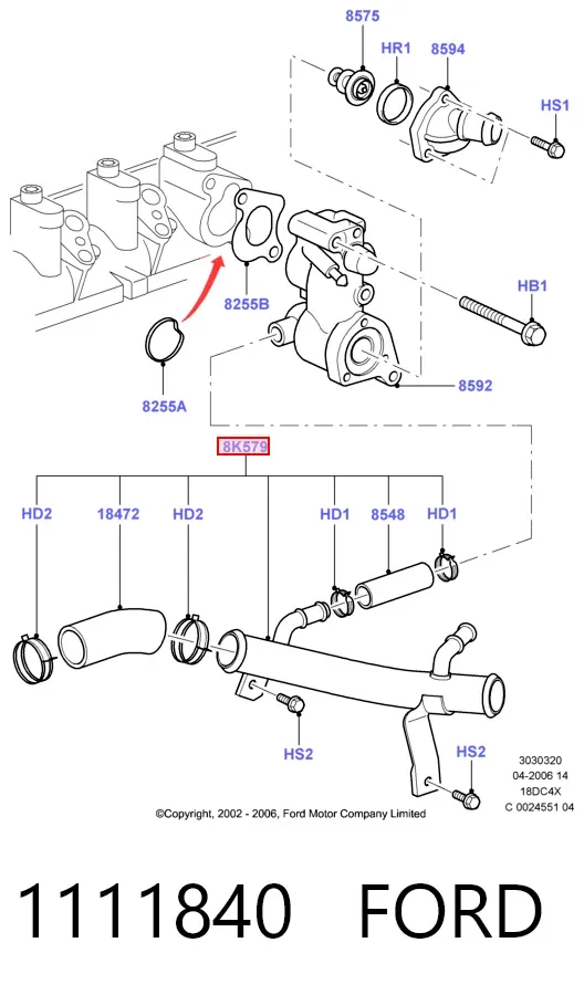 Manguera radiador 1111840 Ford